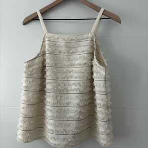 Cream Textured Sleeveless Top